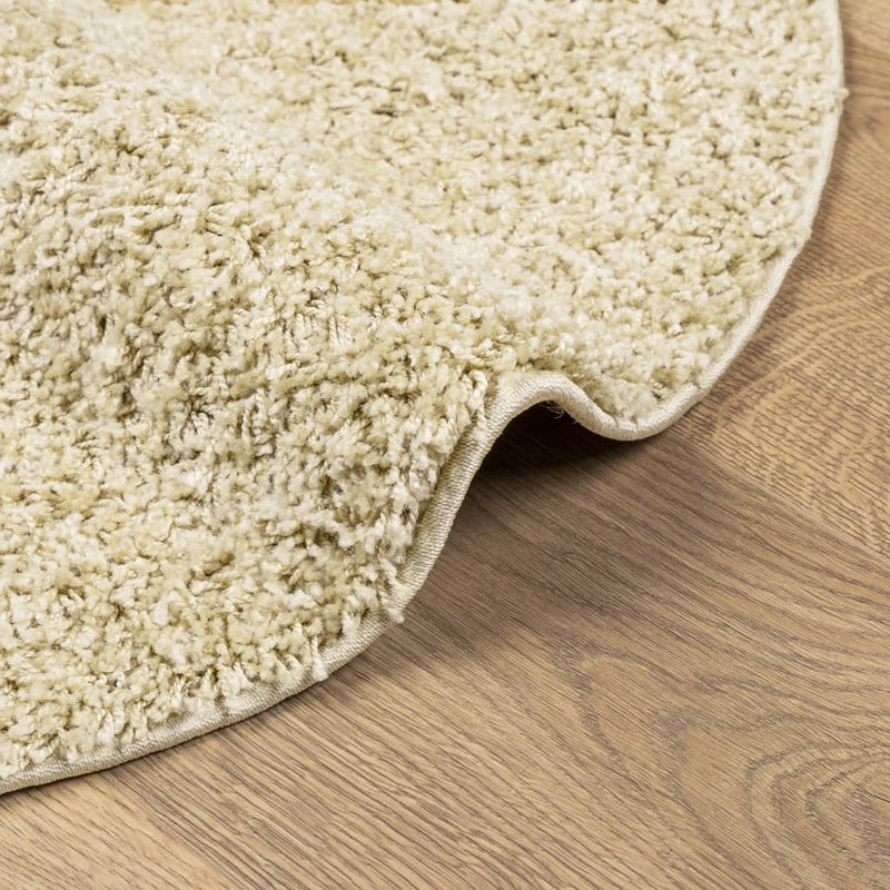 Covor pufos "PAMPLONA" cu fire înalte, auriu modern, Ø 160 cm
