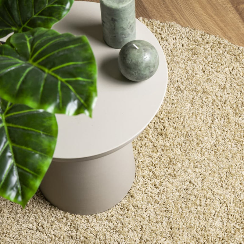 Covor pufos "PAMPLONA" cu fire înalte, auriu modern, Ø 160 cm