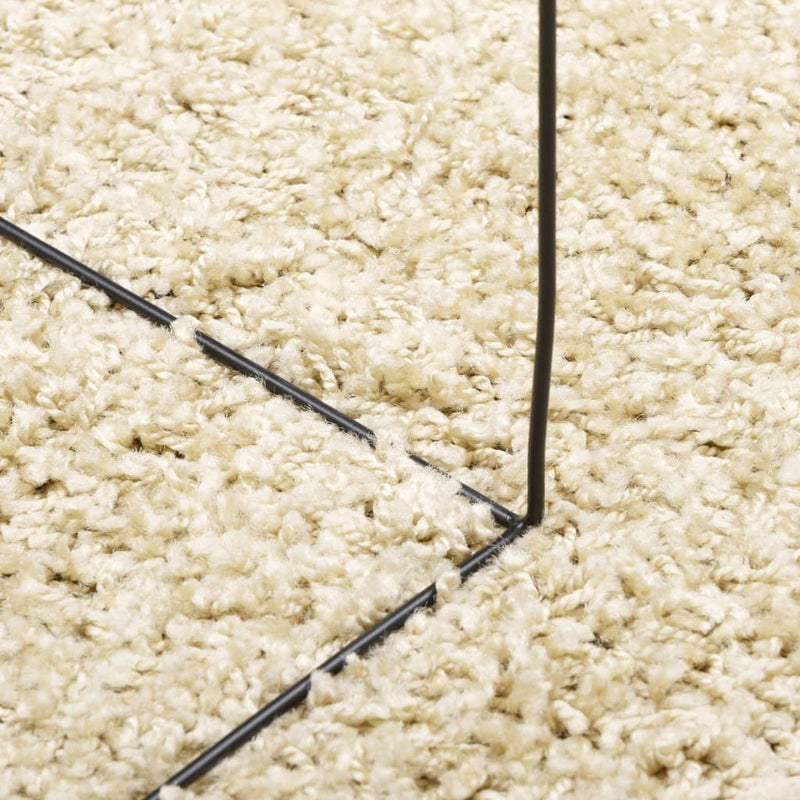 Covor pufos "PAMPLONA" cu fire înalte, auriu modern, Ø 160 cm