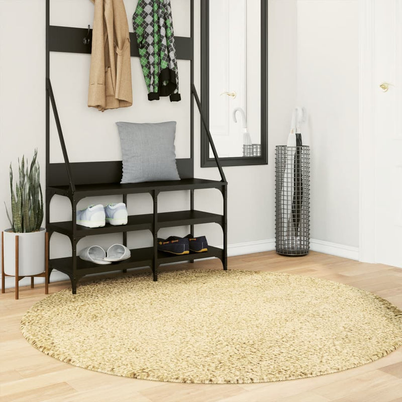 Covor pufos "PAMPLONA" cu fire înalte, auriu modern, Ø 160 cm
