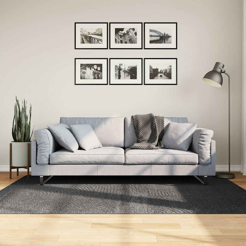 Covor IZA aspect scandinav cu fire scurte, antracit,140x200cm