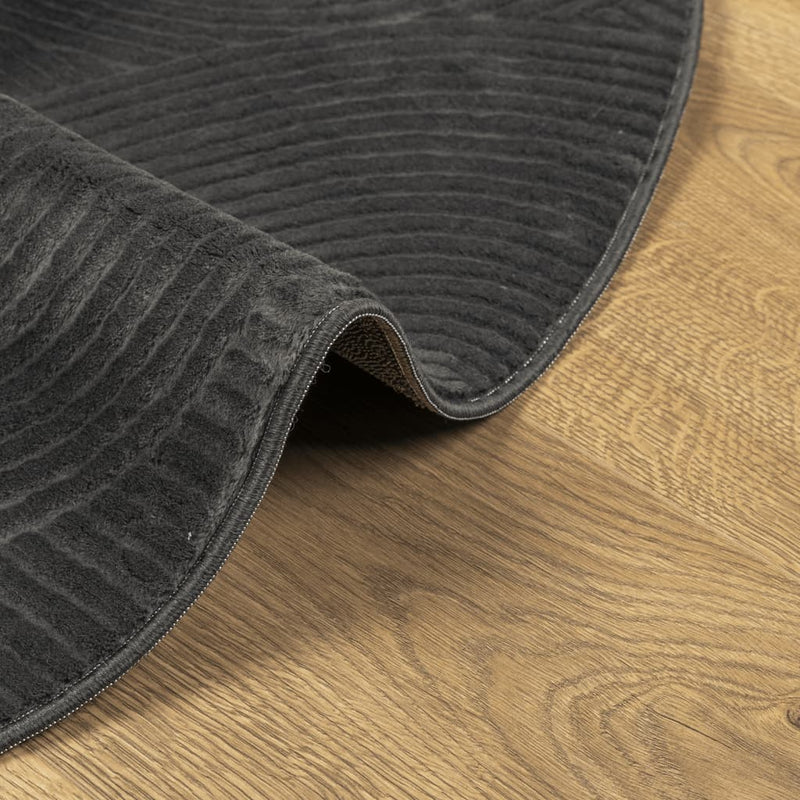 Covor IZA aspect scandinav, cu fire scurte, antracit, Ø 120cm