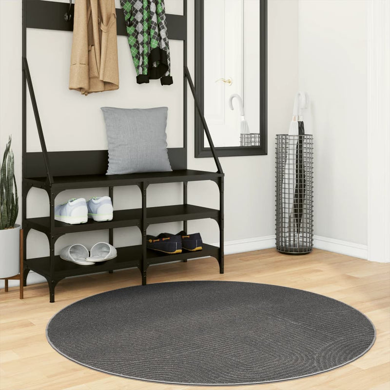 Covor IZA aspect scandinav, cu fire scurte, antracit, Ø 120cm