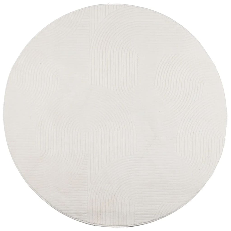 Covor IZA aspect scandinav, cu fire scurte, crem, Ø 100 cm