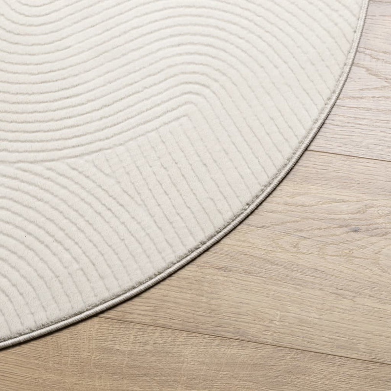 Covor IZA aspect scandinav, cu fire scurte, crem, Ø 120 cm