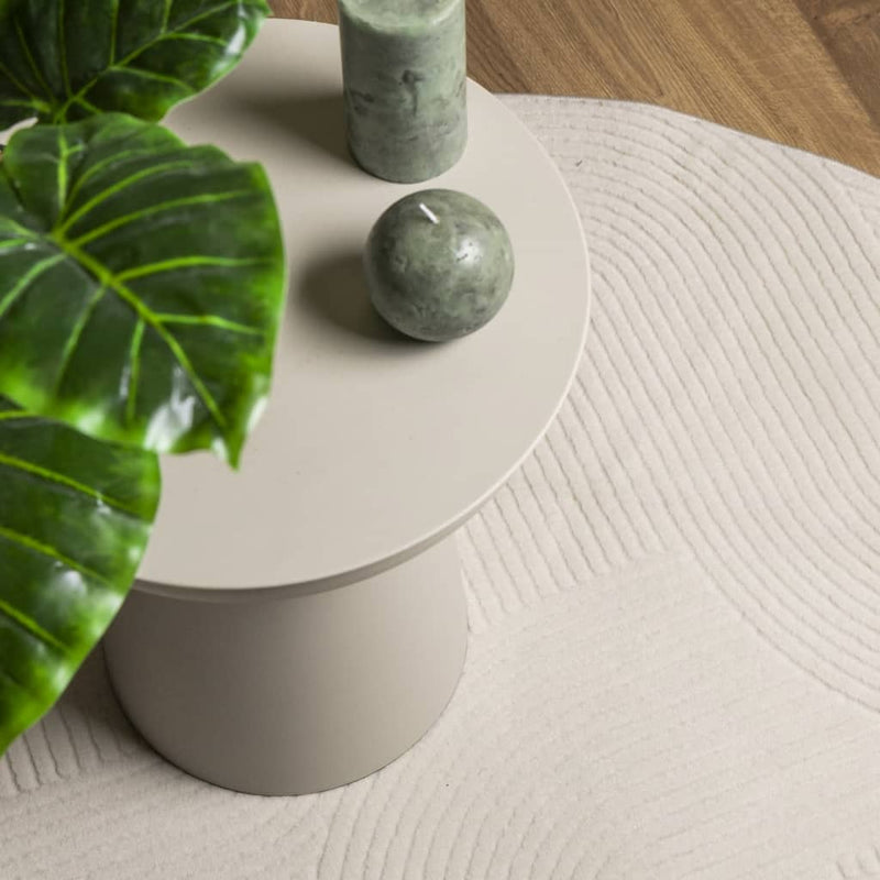 Covor IZA aspect scandinav, cu fire scurte, crem, Ø 160 cm