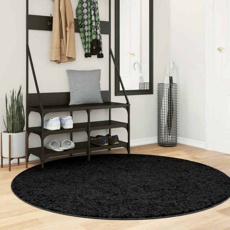Covor „OVIEDO”, fire scurte, negru, Ø 160 cm