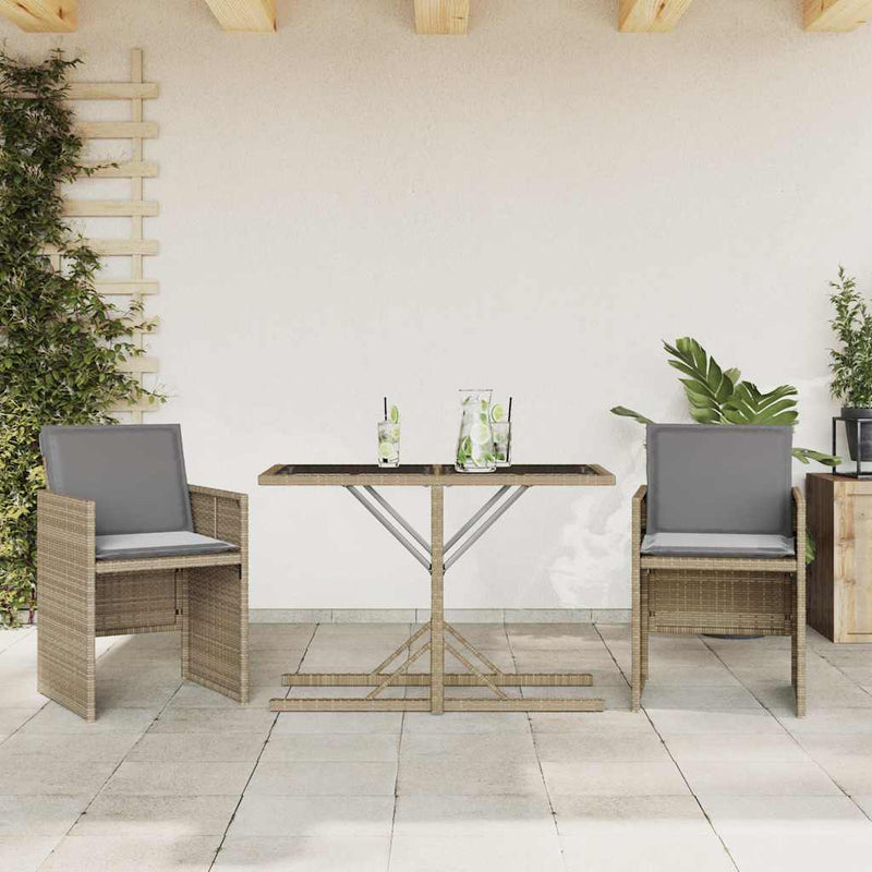 Set bistro cu perne, 3 piese, bej combinat, poliratan