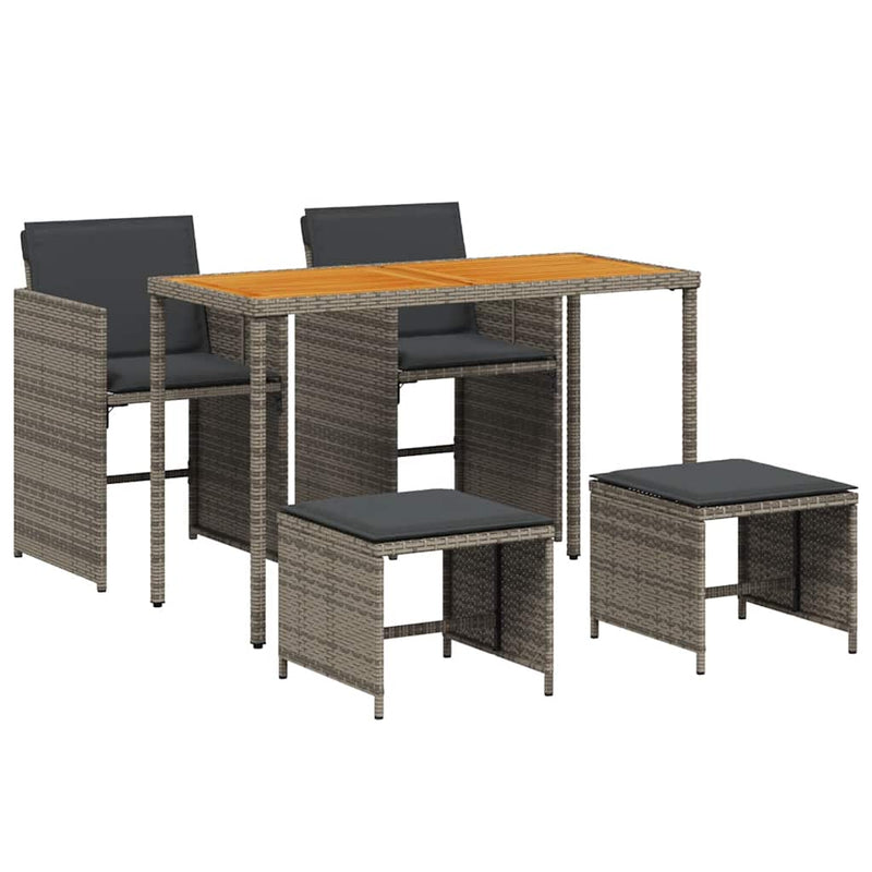 Set mobilier de grădină cu perne, 5 piese, gri, poliratan