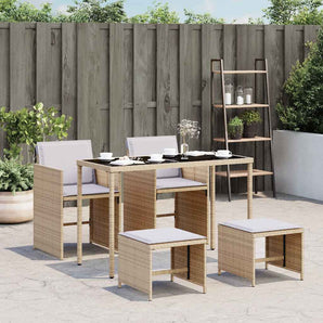 Set mobilier pentru grădină, 5 piese, cu perne, bej, poliratan