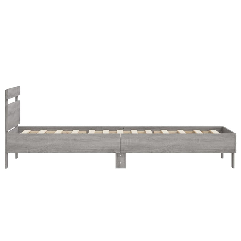 Cadru de pat cu tăblie gri sonoma 75x190 cm lemn prelucrat