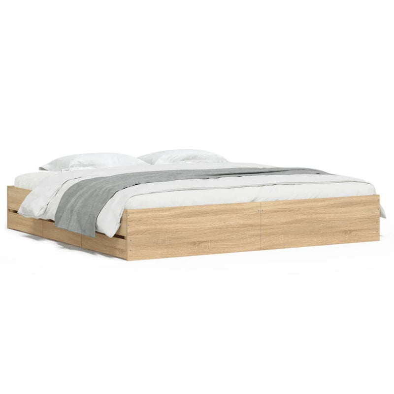 Cadru de pat cu sertare stejar sonoma 160x200 cm lemn prelucrat