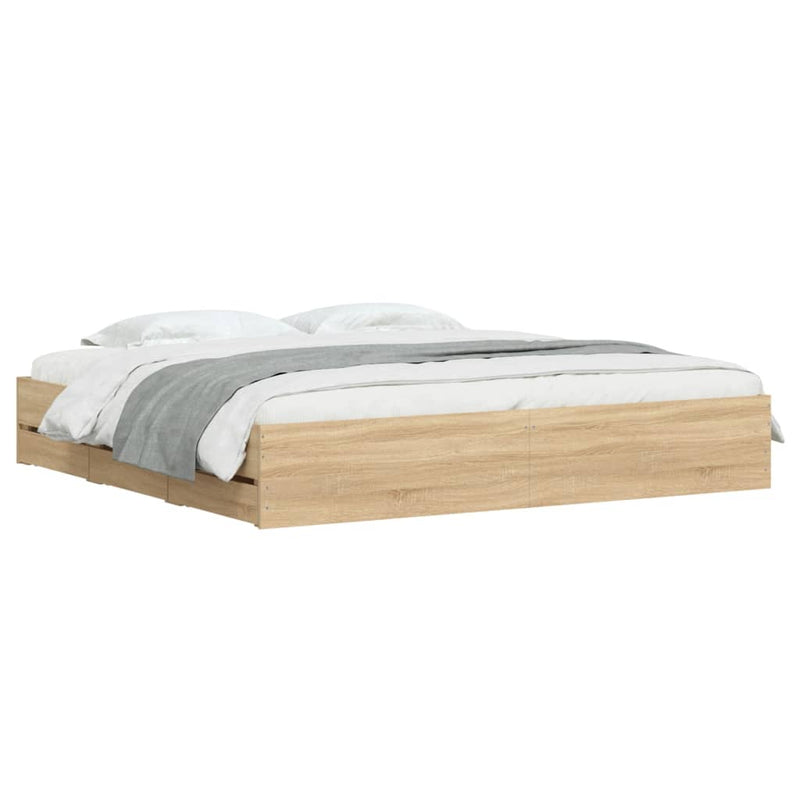 Cadru de pat cu sertare stejar sonoma 160x200 cm lemn prelucrat
