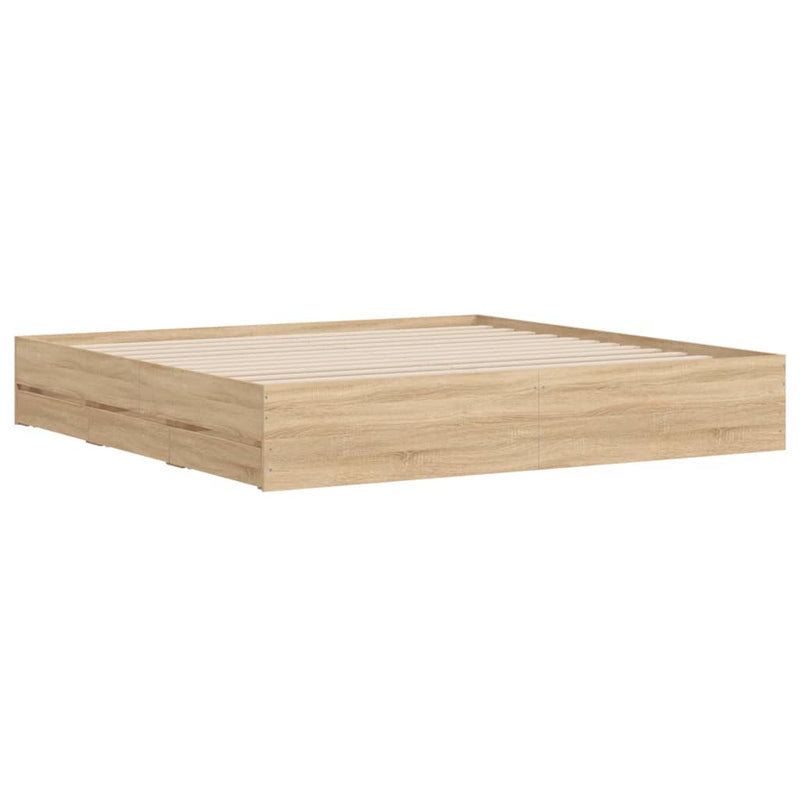 Cadru de pat cu sertare stejar sonoma 160x200 cm lemn prelucrat