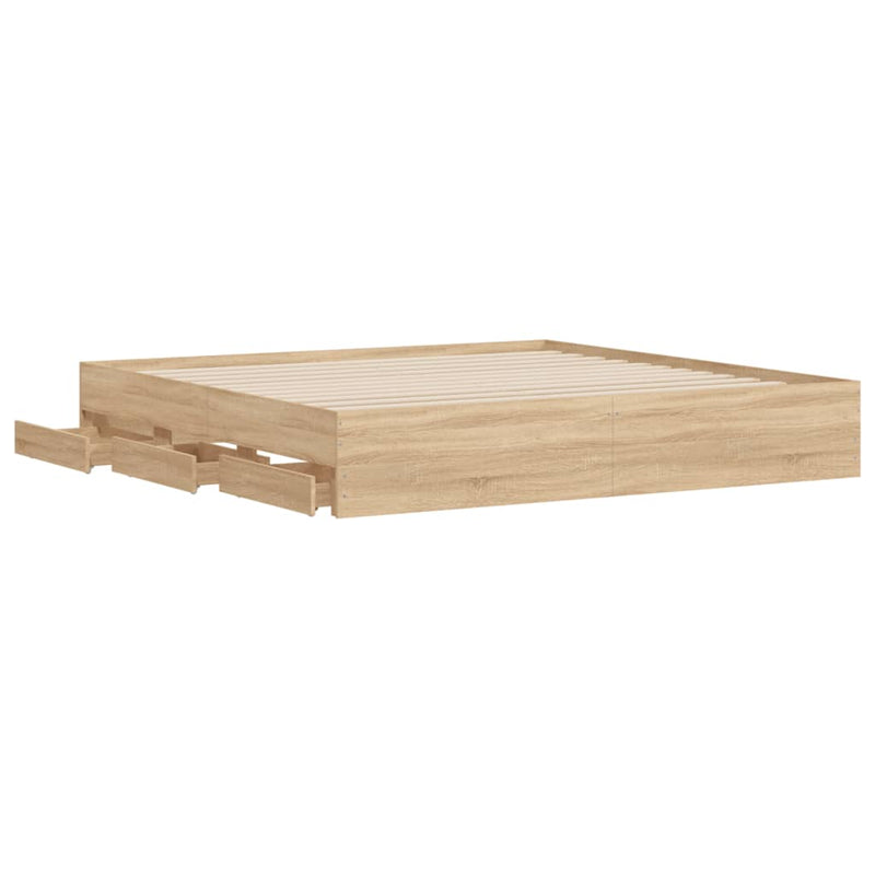 Cadru de pat cu sertare stejar sonoma 160x200 cm lemn prelucrat