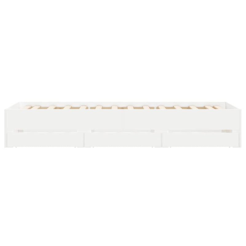 Cadru de pat cu sertare, alb, 100x200 cm, lemn prelucrat