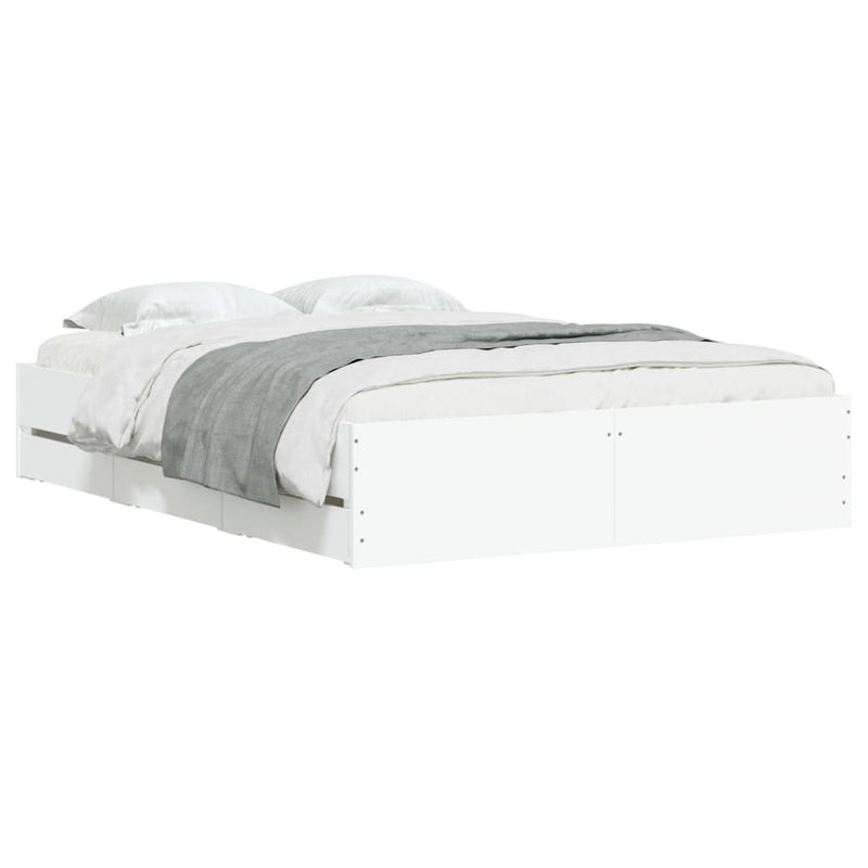 Cadru de pat cu sertare, alb, 120x190 cm, lemn prelucrat