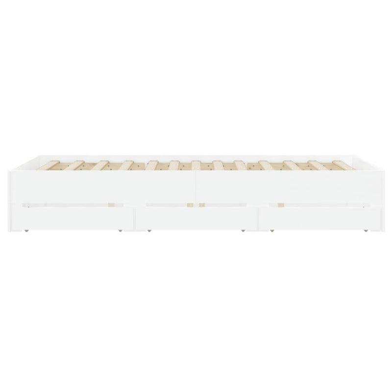 Cadru de pat cu sertare, alb, 120x190 cm, lemn prelucrat