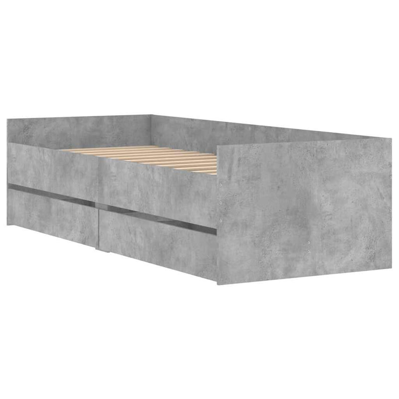 Cadru de pat cu sertare, gri beton, 90x200 cm