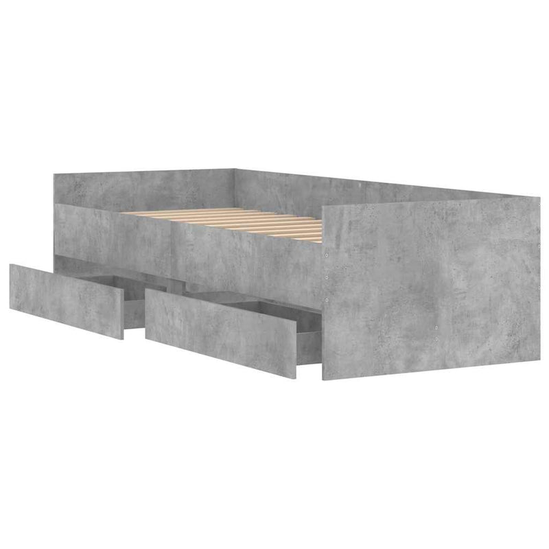 Cadru de pat cu sertare, gri beton, 90x200 cm
