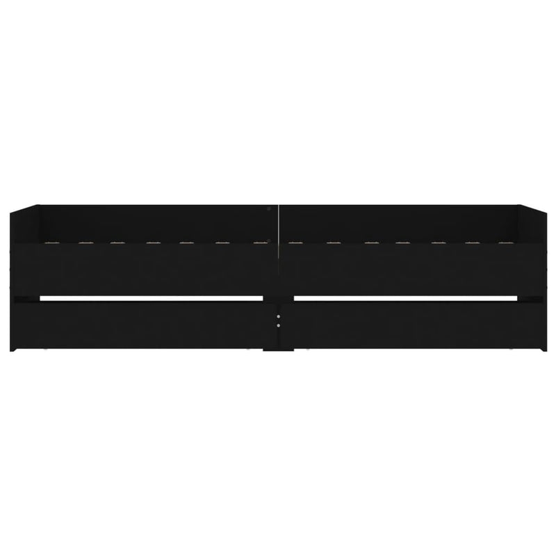 Cadru de pat cu sertare, negru, 75x190 cm mic, single
