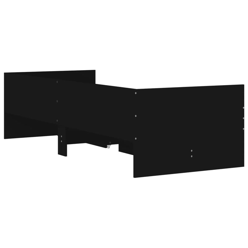 Cadru de pat cu sertare, negru, 75x190 cm mic, single