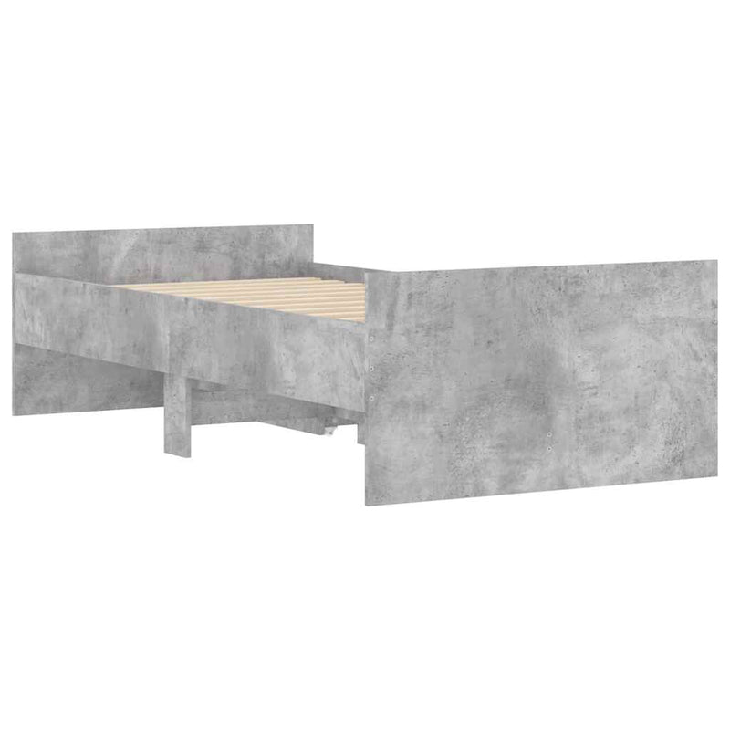 Cadru de pat cu sertare, gri beton, 100x200 cm