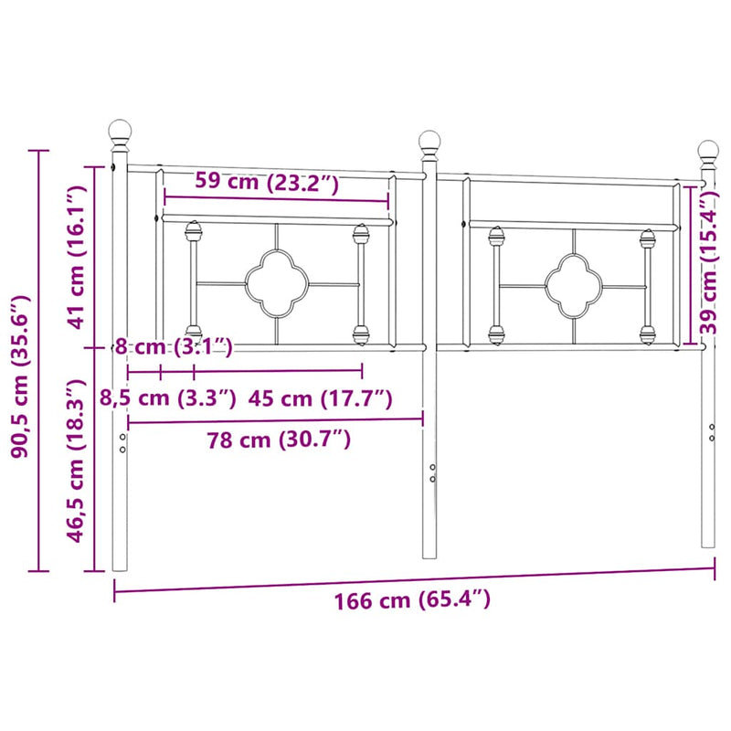 Tăblie de pat de schimb metalică, alb, 160 cm