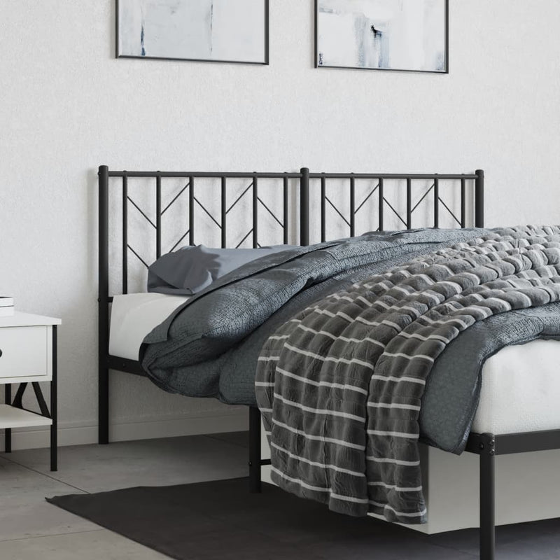 Tăblie de pat de schimb metalică, negru, 150 cm