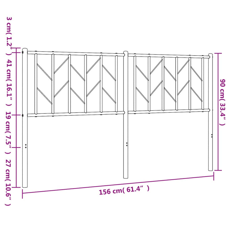 Tăblie de pat de schimb metalică, negru, 150 cm