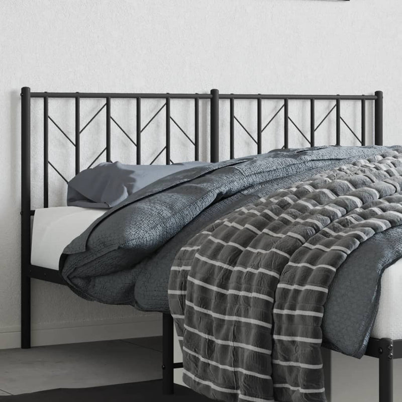 Tăblie de pat de schimb metalică, negru, 150 cm