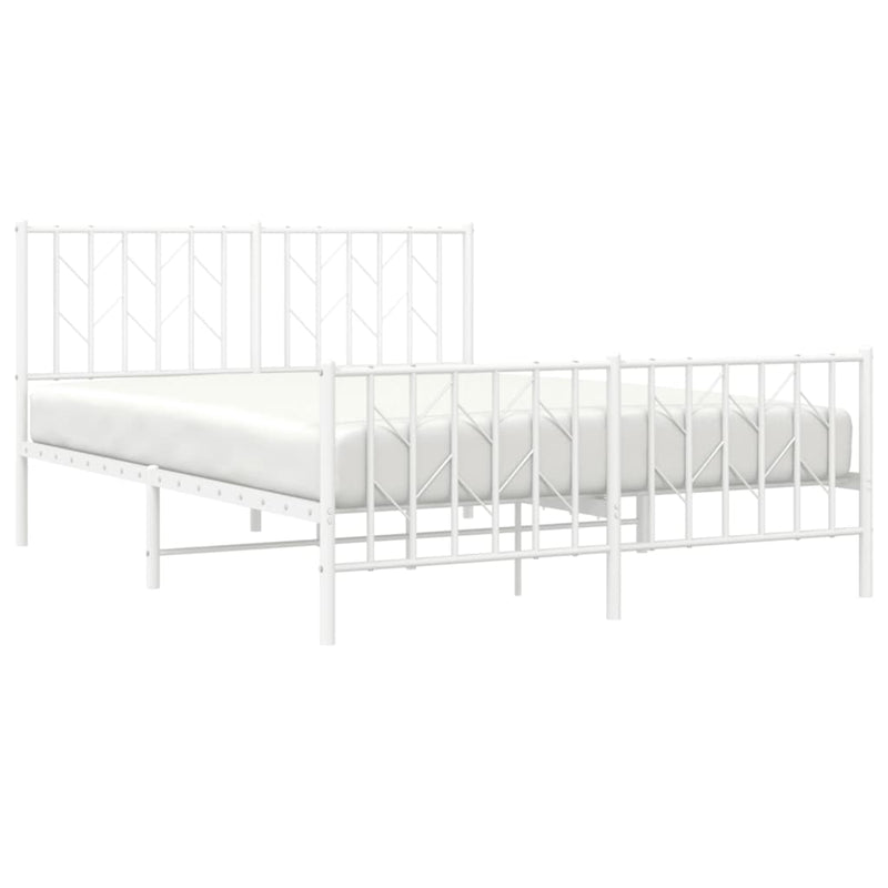 Cadru pat metalic cu tăblie de cap/picioare , alb, 140x190 cm