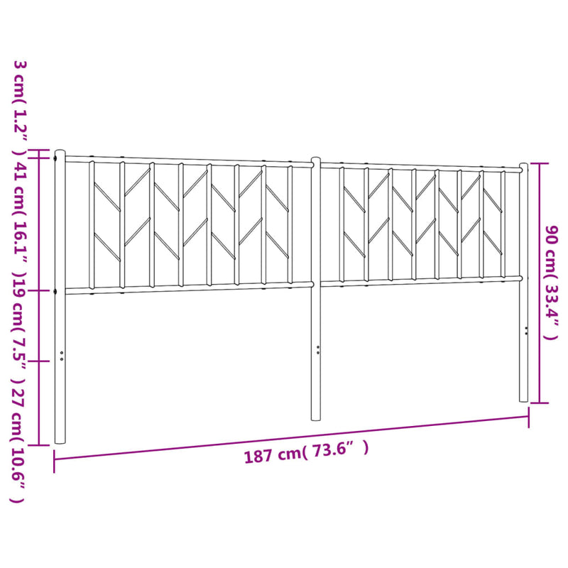 Tăblie de pat de schimb metalică, alb, 180 cm