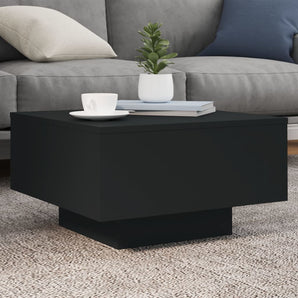 Măsuță de cafea cu lumini LED, negru, 55x55x31 cm