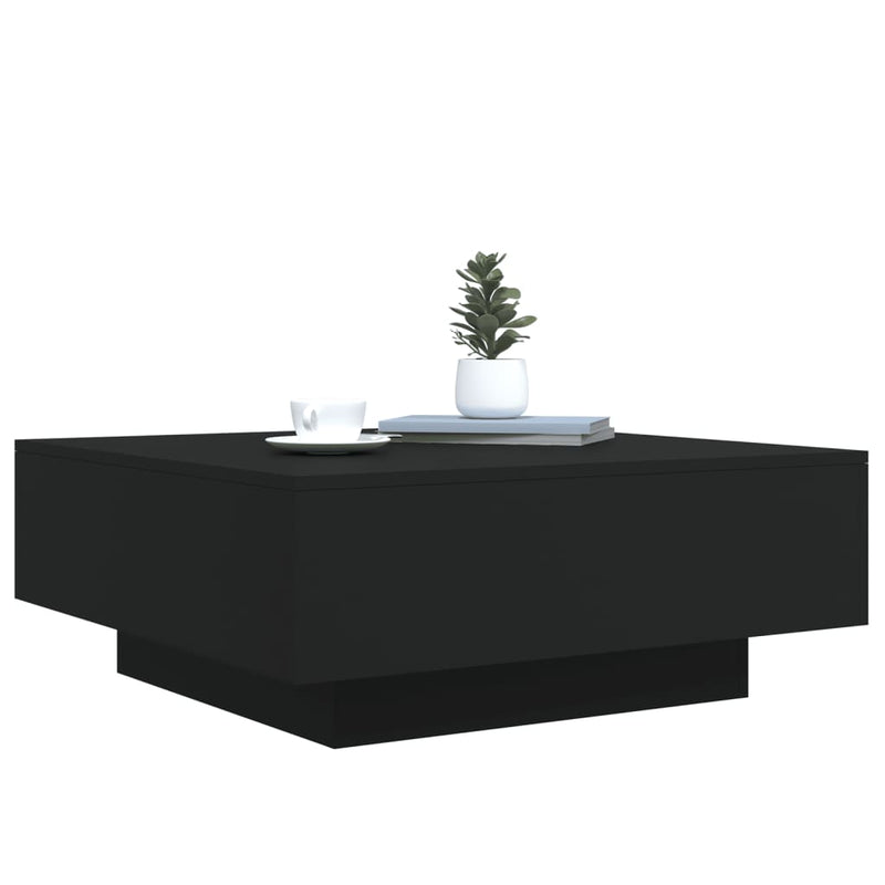 Măsuță de cafea cu lumini LED, negru, 80x80x31 cm