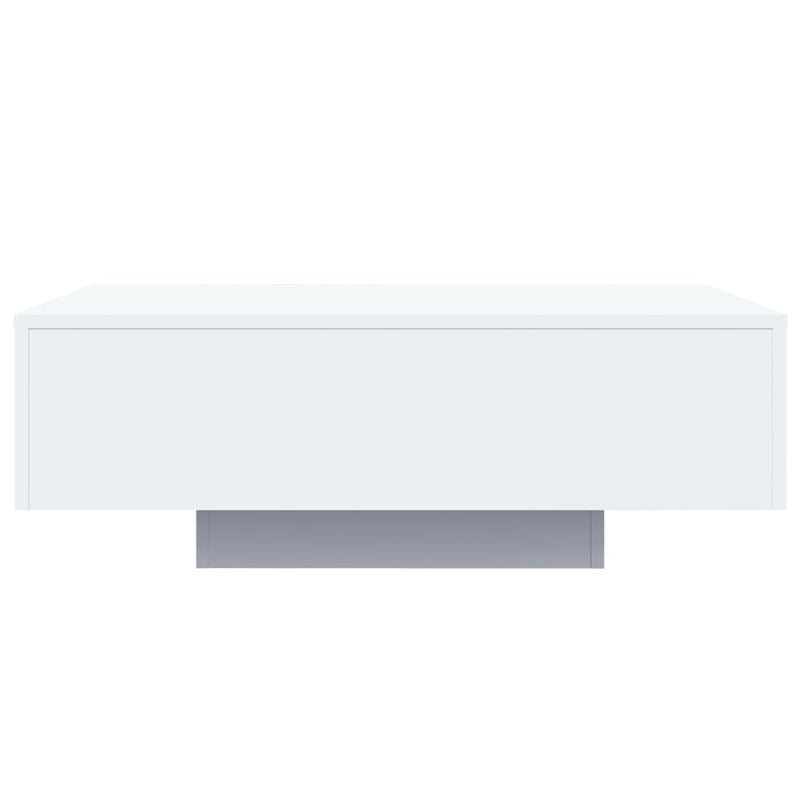 Măsuță de cafea cu lumini LED, alb, 85x55x31 cm