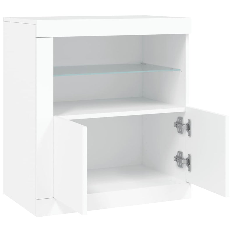 Servantă cu lumini LED, alb, 60,5x37x67 cm