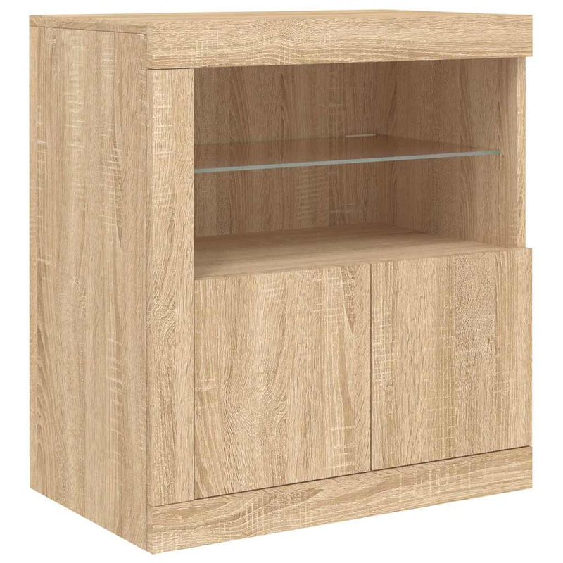 Servantă cu lumini LED, stejar sonoma, 60,5x37x67 cm