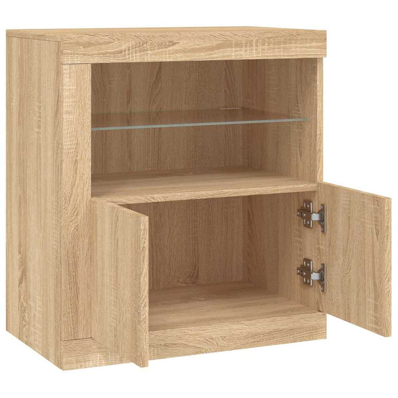 Servantă cu lumini LED, stejar sonoma, 60,5x37x67 cm