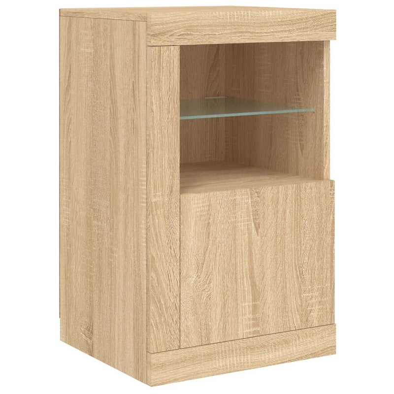 Dulap lateral cu lumini LED, stejar sonoma, lemn prelucrat