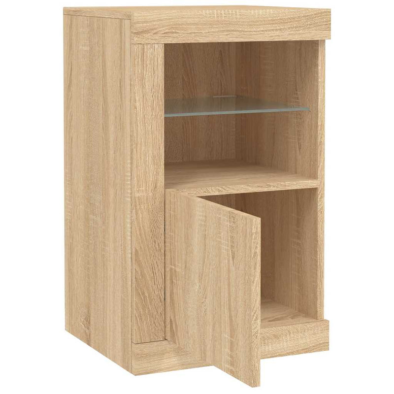 Dulap lateral cu lumini LED, stejar sonoma, lemn prelucrat