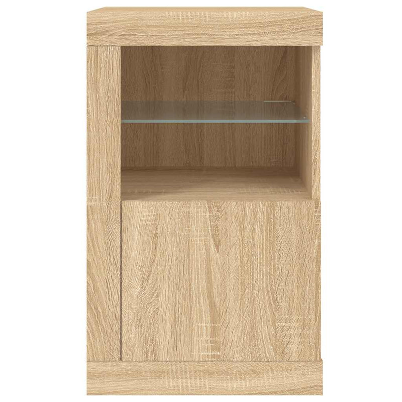 Dulap lateral cu lumini LED, stejar sonoma, lemn prelucrat