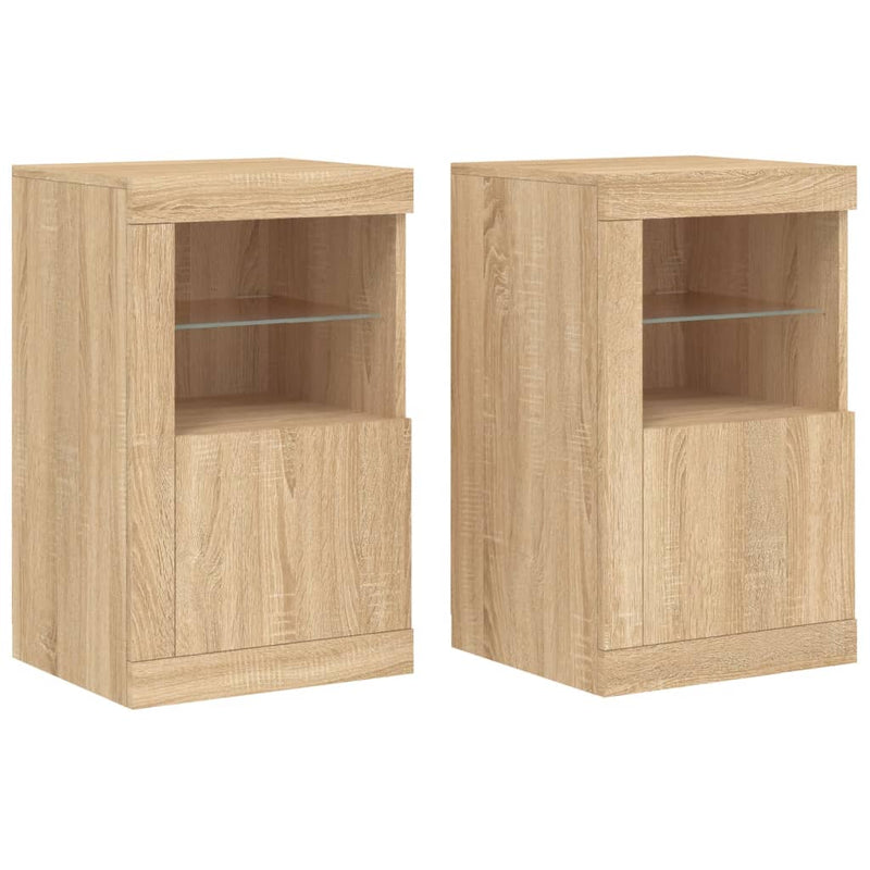 Dulapuri laterale cu lumini LED 2 buc. stejar sonoma