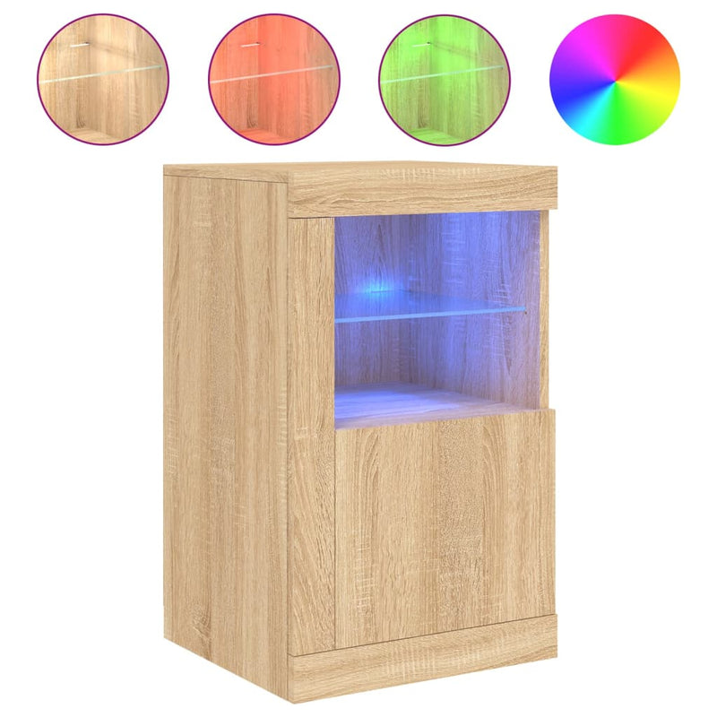 Dulapuri laterale cu lumini LED 2 buc. stejar sonoma