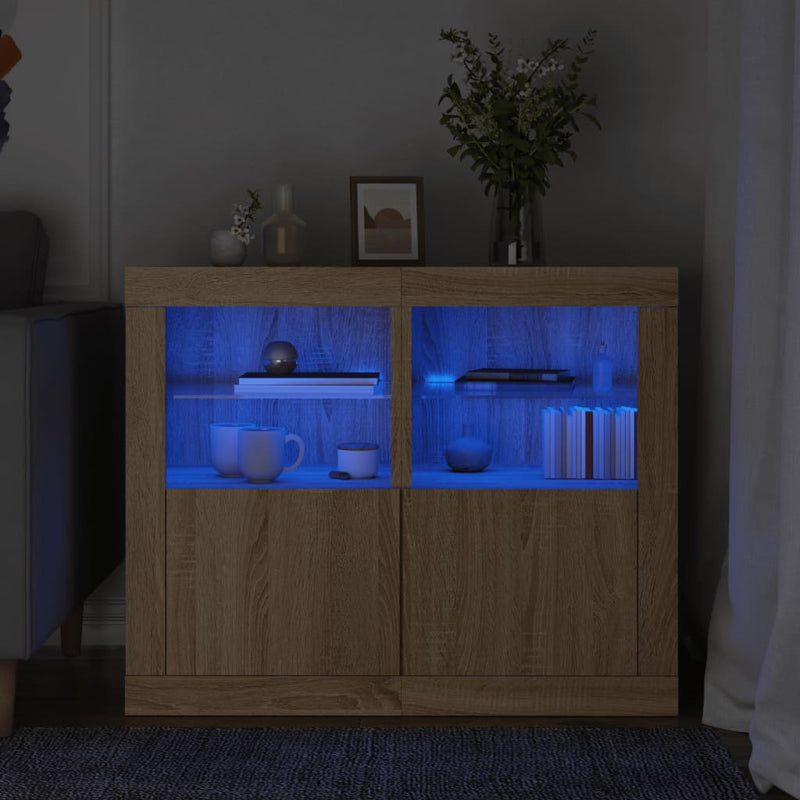Dulapuri laterale cu lumini LED 2 buc. stejar sonoma