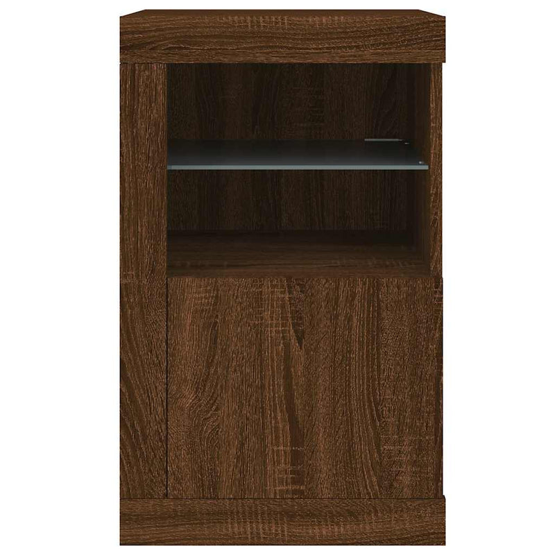 Dulap lateral cu lumini LED, stejar maro, lemn prelucrat