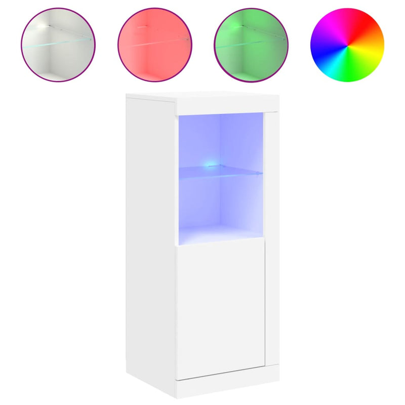 Servantă cu lumini LED, alb, 41x37x100 cm