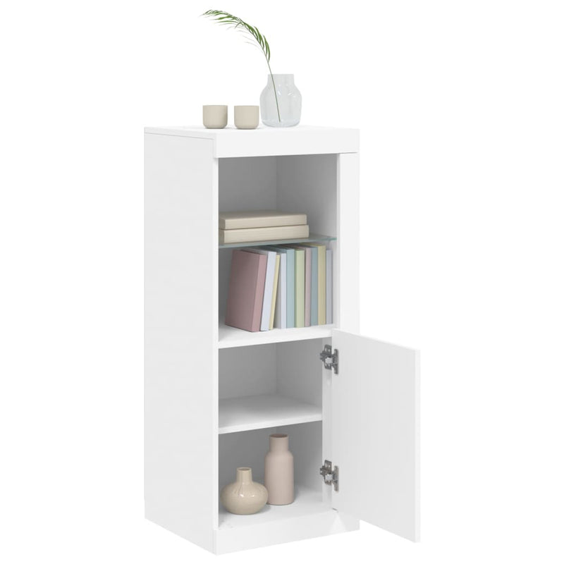Servantă cu lumini LED, alb, 41x37x100 cm
