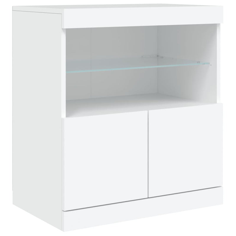 Servantă cu lumini LED, alb, 60x37x67 cm