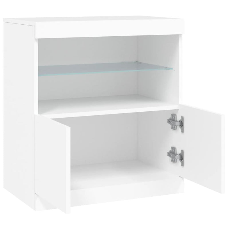 Servantă cu lumini LED, alb, 60x37x67 cm